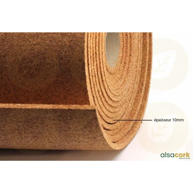 rouleau isolant souple en liège standard, ép. 10mm - 10m x 1m = 10m²