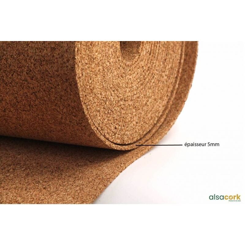 rouleau isolant souple en liège standard, ép. 5mm - 10m x 1m = 10m²