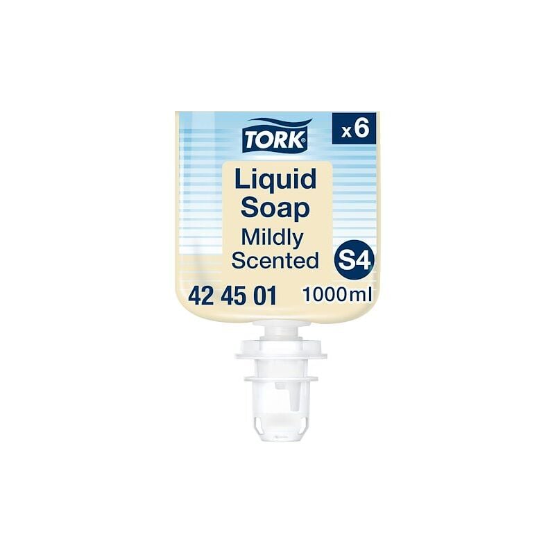 Savon liquide Tork Parfum frais, pour distributeur S4 - Cartouche de 1 l - Lot de 6