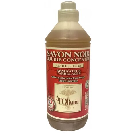 Savon noir à l'huile de lin 1L – Nettoyant pour carrelage, faïence, marbre – Aspect satiné naturel sans rinçage