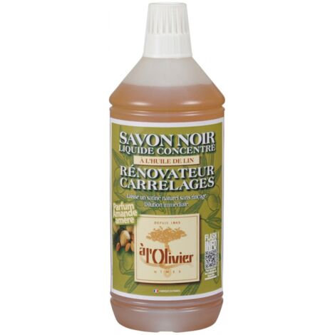Savon noir liquide concentré parfum amande 1L – Nettoyant pour sols, faïence, marbre – Fini satiné naturel sans rinçage – Mieuxa