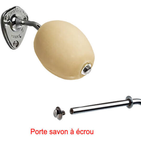 Savon rotatif lait d'amande avec porte-savon en laiton chromé – Fixation murale – Parfum naturel 100% végétal – 280g – Provendi