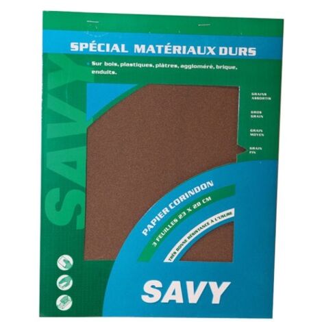 SAVY - Papier corindon grain fin 3 feuilles A