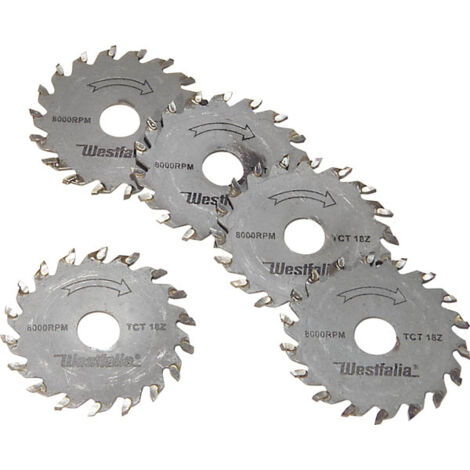 Saw blade set 5-piece, carbide, 18 teeth
