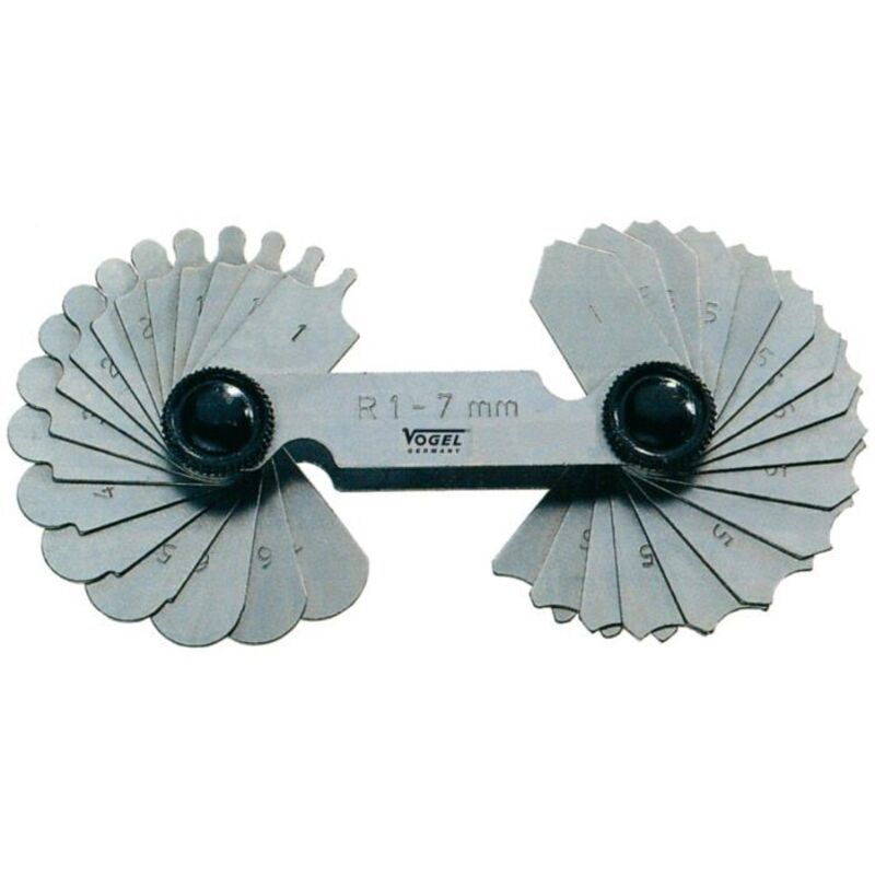 Saw gauge set - VOGEL-GERMANY - 1-7 mm - 34 blades - Concave and convex - Fine shapes - Gray