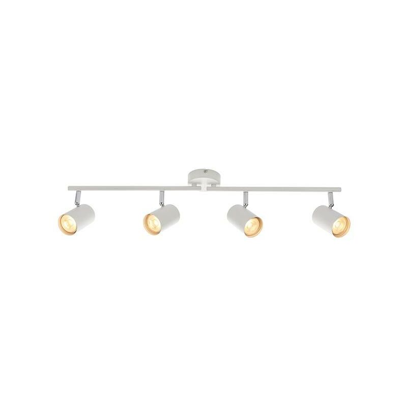 

Saxby Lighting - Saxby Arezzo - Barra de 4 focos de luz blanco mate, placa cromada, GU10