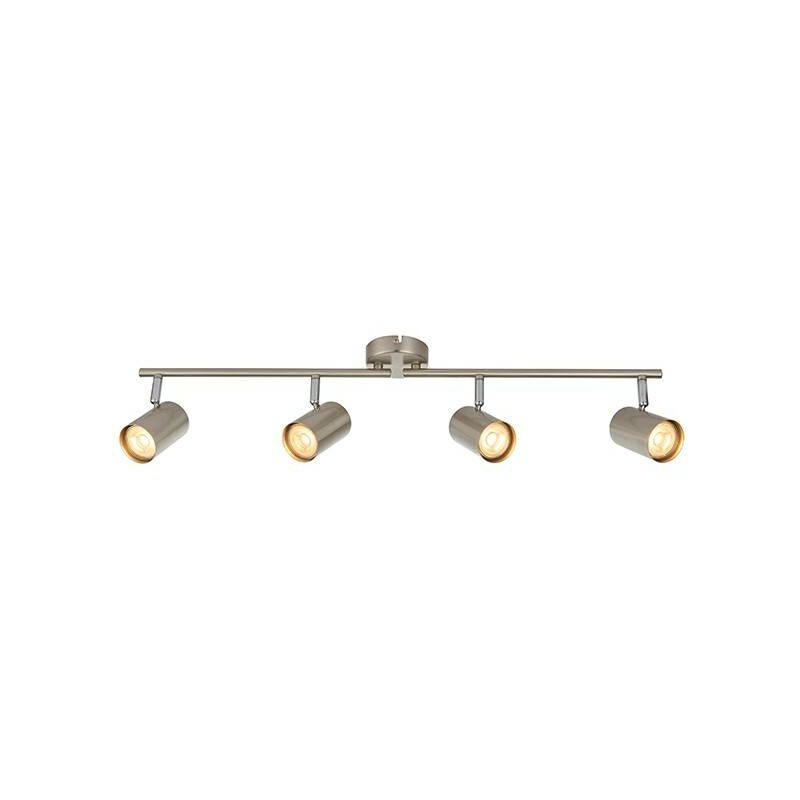 

Saxby Lighting - Saxby Arezzo - Barra de 4 focos de luz efecto cromo satinado, placa cromada, GU10