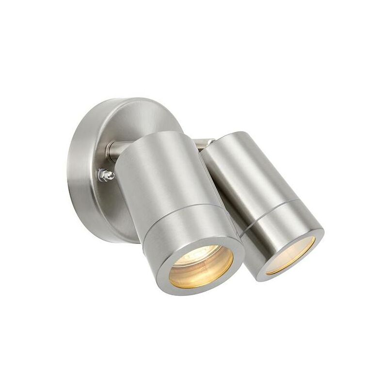 Saxby Atlantis - 2 Light Outdoor Spotlight Marine Grade Brushed Stainless Steel, Glass IP65, GU10