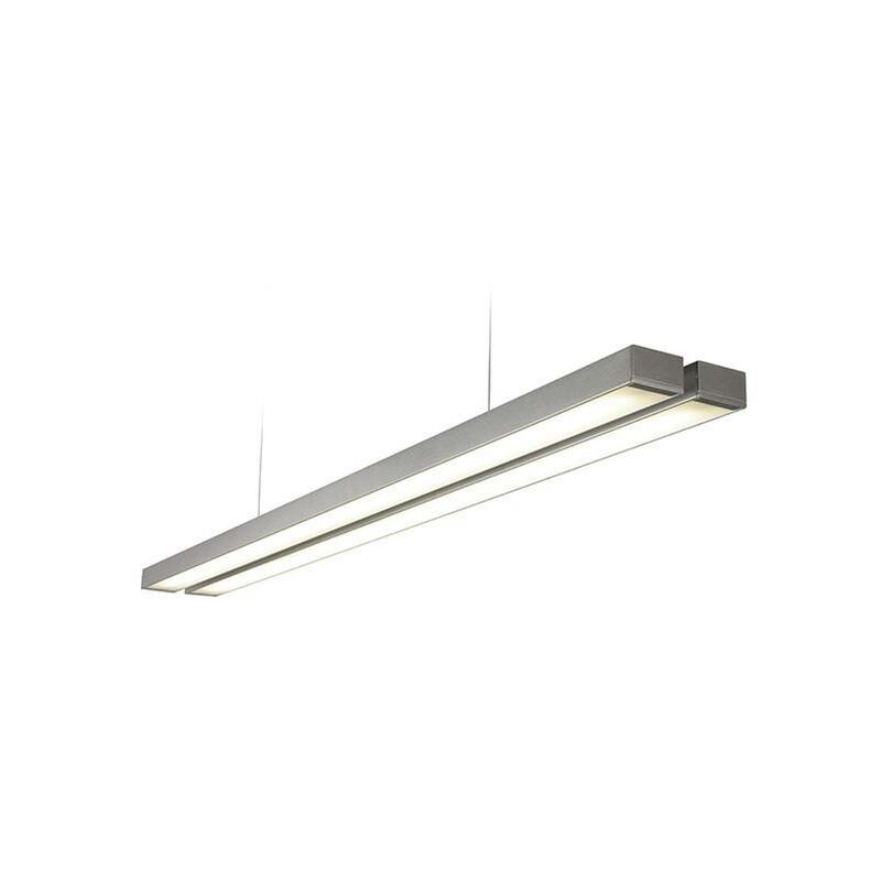 Image of Saxby Lighting - Saxby Borde - Pendente a bastone lineare a led integrato Twin Bar Argento, Opale