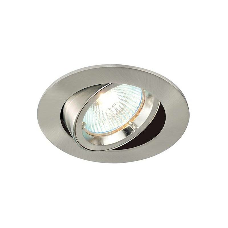 Saxby Cast - 1 Light Recessed Tilt Downlight Satin Nickel Plate, GU10