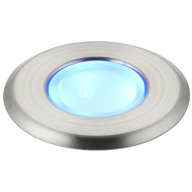 Saxby Cove - Outdoor Recessed Ground Light Blue IP67 0.8W Marine Grade Brushed Stainless Steel & Frosted