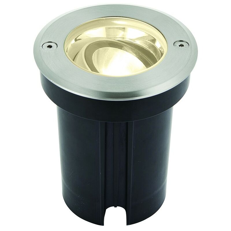 Saxby Lighting - Saxby Hoxton - Outdoor Recessed Ground Light Warm White IP67 6W Matt Black Paint & Brushed Stainless Steel