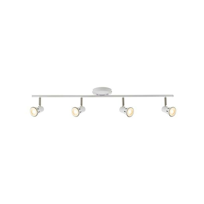 Saxby Lighting - Saxby Krius - 4 Light Spotlight Bar Gloss White, Satin Chrome Plate, GU10