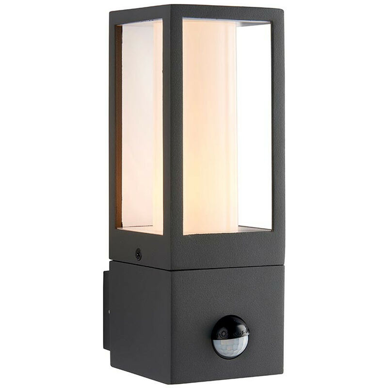 Saxby Lantern Outdoor Wall Lamp Motion Sensor Textured Grey Paint IP44