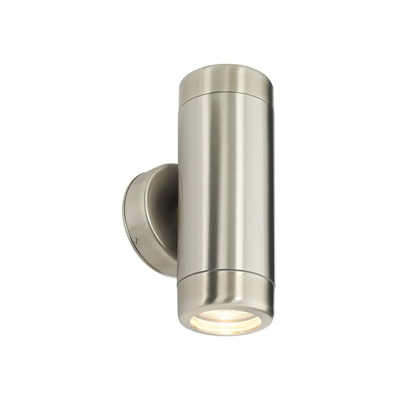 Atlantis - Outdoor Wall Lamp IP65 7W Marine Grade Brushed Stainless Steel & Clear Glass 2 Light Dimmable IP65 - GU10 - Saxby Lighting