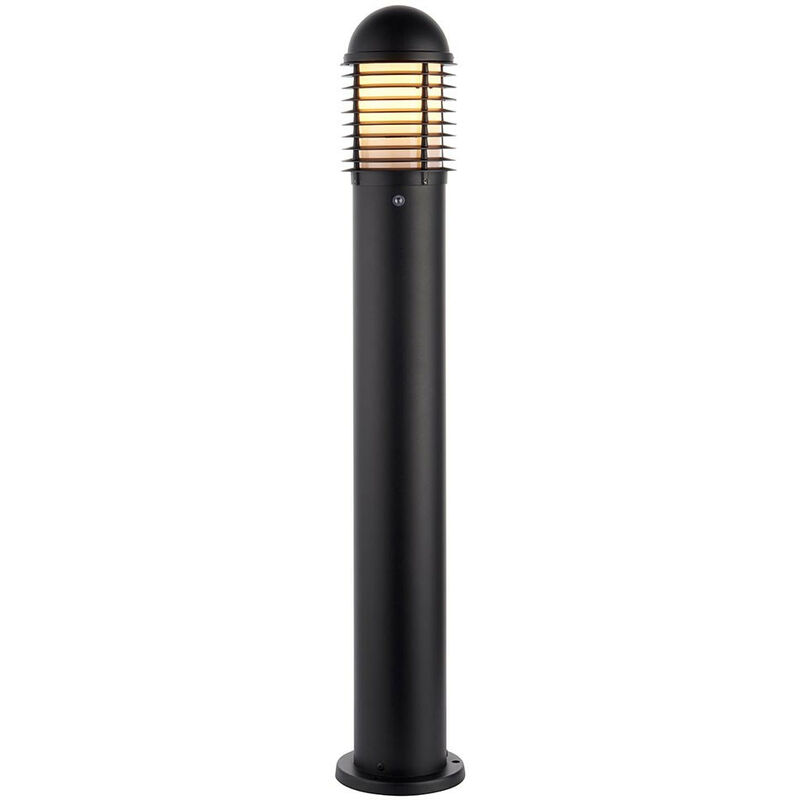 Saxby Louvre Photocell Outdoor Tall Bollard Light Matt Black Paint IP44