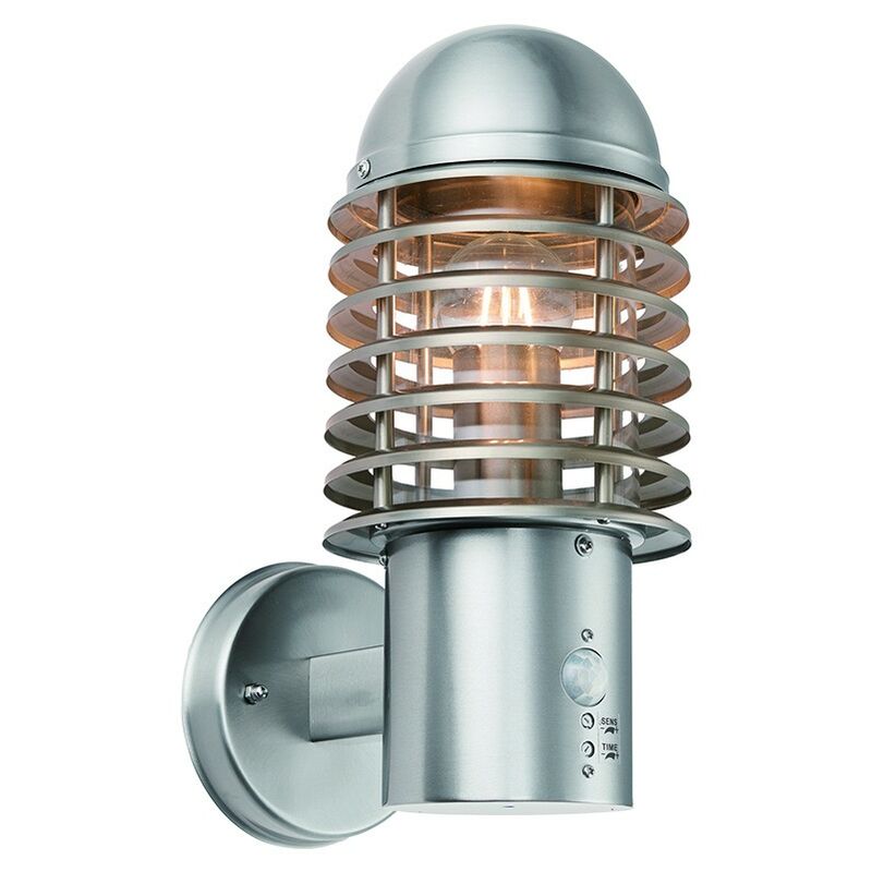 

Saxby Louvre PIR - Aplique exterior 1 luz IP44 60W Acero inoxidable cepillado