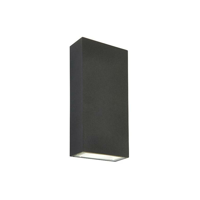 Saxby Lighting - Saxby Morti - Integrated LED 2 Light Outdoor Up Down Wall Light Textured Dark Matt Anthracite, Glass IP44