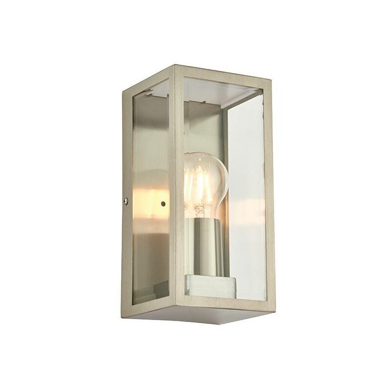 Saxby Lighting - Saxby Oxford - 1 Light Outdoor Wall Light Brushed Stainless Steel, Glass IP44, E27