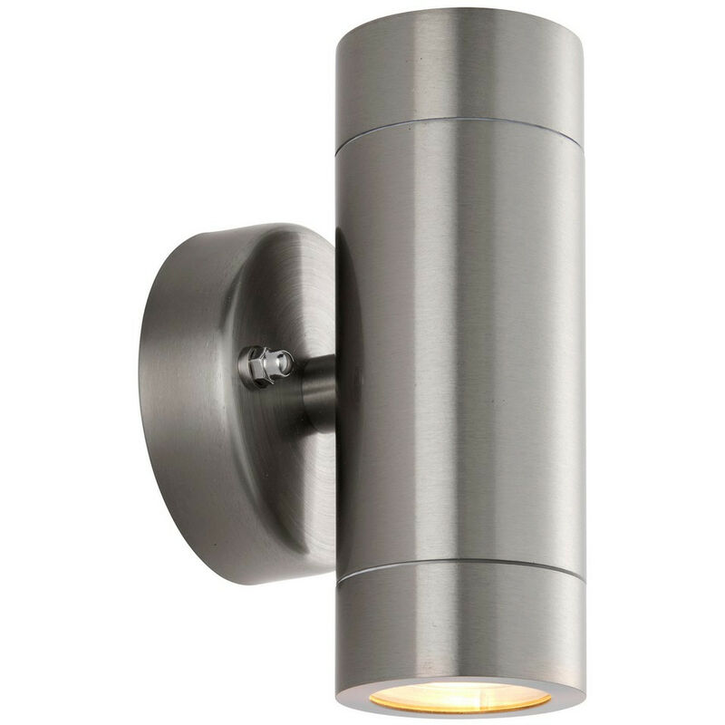 Saxby Lighting - Saxby Palin Outdoor Up Down Wall Lamp 2 Light Brushed Stainless Steel IP65