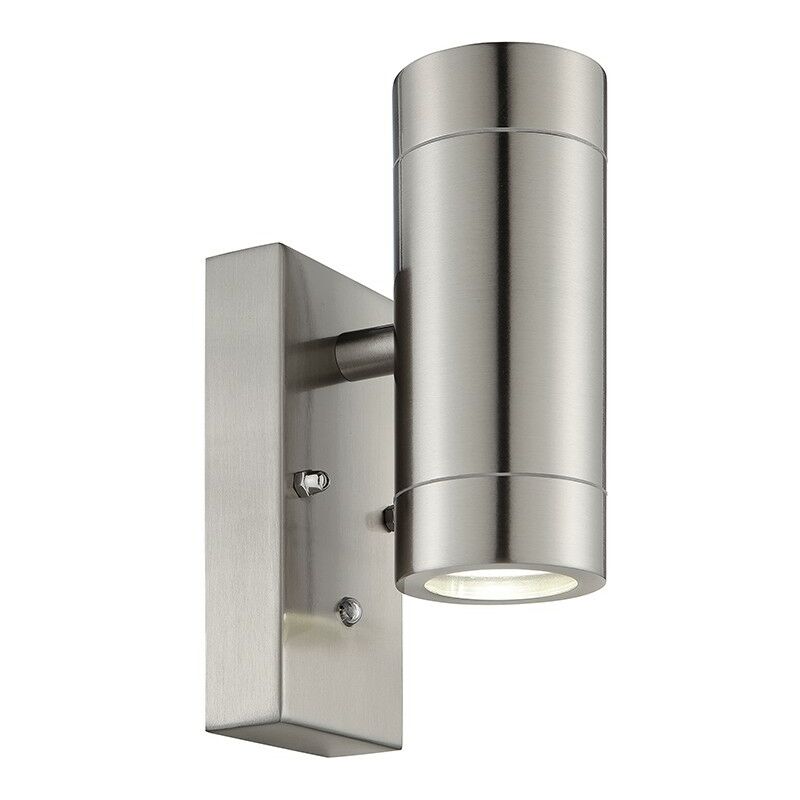 Saxby Palin - Outdoor Up Down Wall Photocell Light IP44 7W Brushed Stainless Steel