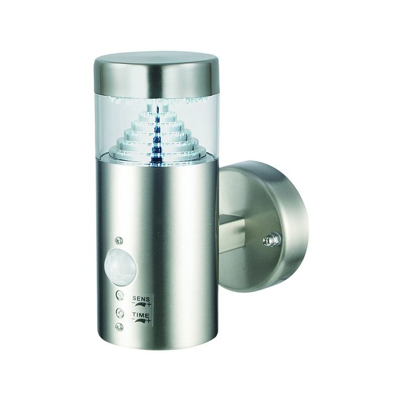 Saxby Pyramid - Outdoor Wall PIR IP44 3.3W Brushed Stainless Steel