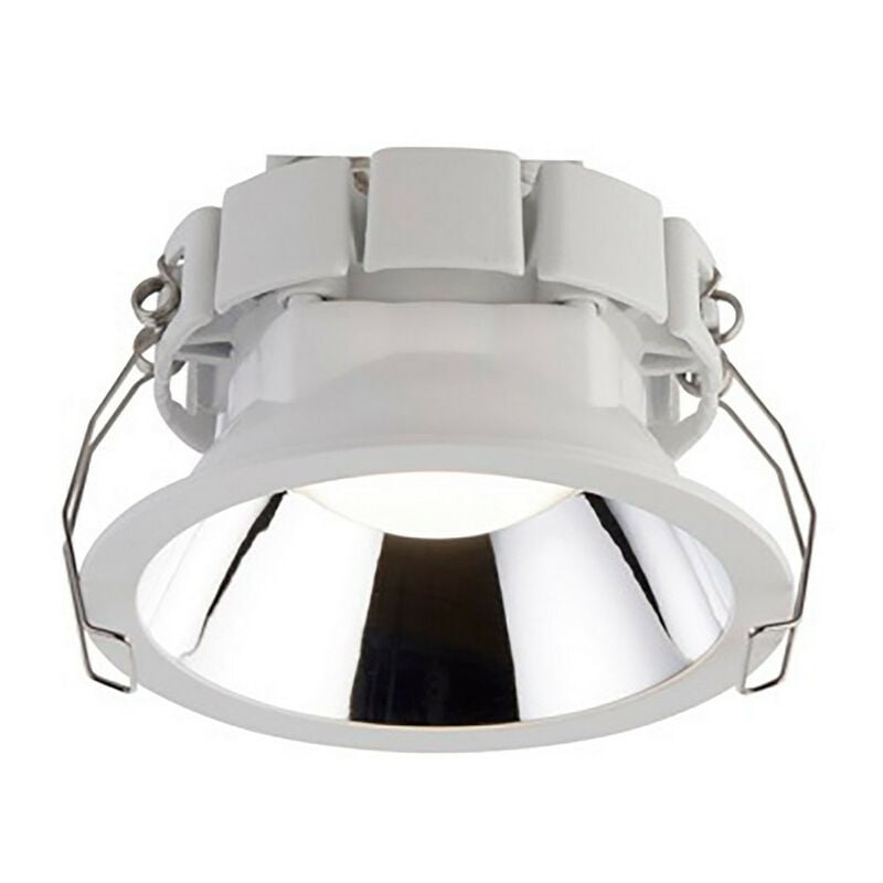 Saxby Shield Fire Rated Bezel Chrome Recessed Downlight Matt White Paint