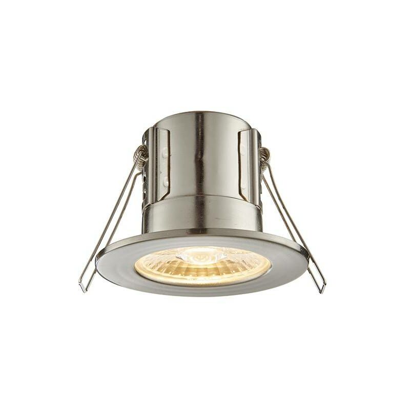 Saxby Shieldeco - Fire Rated Integrated LED Bathroom Recessed Light Satin Nickel Plate, Acrylic IP65