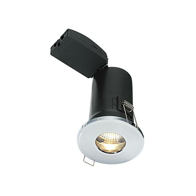 Image of Saxby Shieldplus Mv - Piastra cromata con illuminazione da incasso a 1 luce per bagno, vetro IP65, GU10