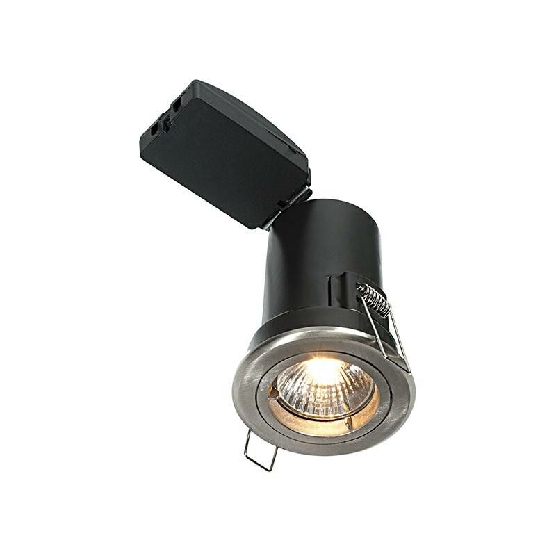 Image of Saxby Lighting - Saxby Shieldplus Mv - Piastra in nichel satinato da incasso con illuminazione a 1 luce, GU10