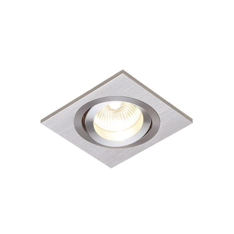 Saxby Tetra - 1 Light Recessed Downlight Brushed Silver Anodised, GU10