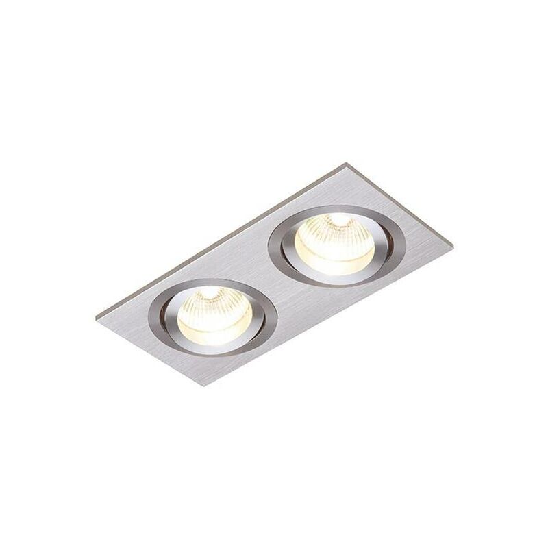 Saxby Tetra - 2 Light Recessed Downlight Brushed Silver Anodised, GU10