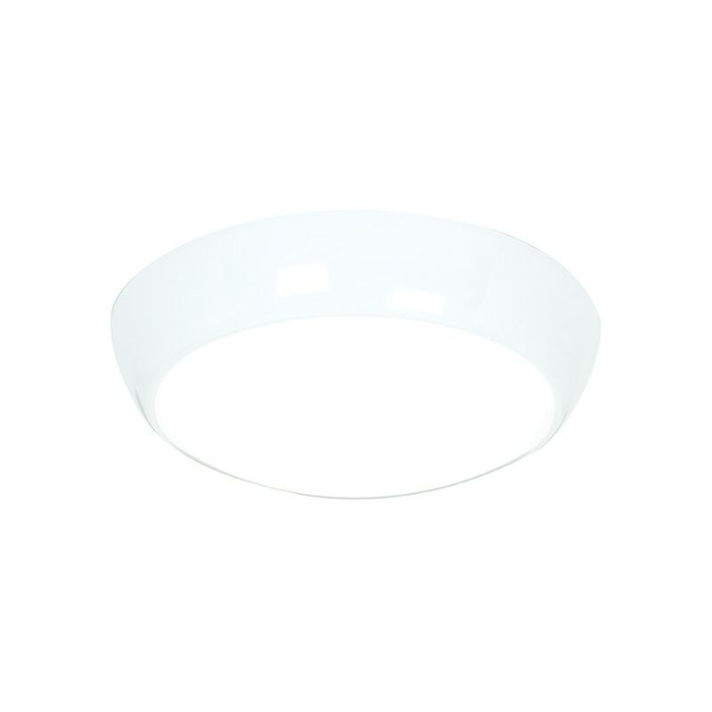 Saxby Vigor LED - Flush Ceiling Light 325mm Round Flush IP44 16W & 2W Gloss White