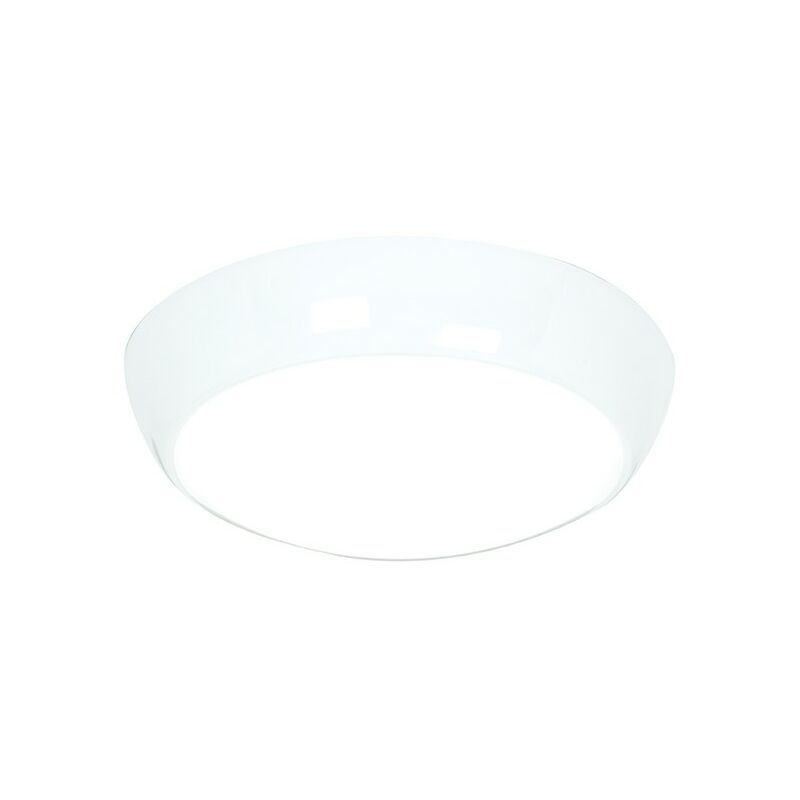 Saxby Vigor led - Flush Ceiling Light 325mm Round Flush IP44 16W & 2W Gloss White