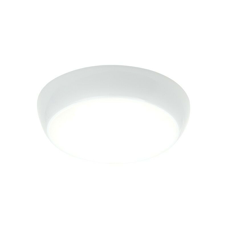 Saxby Vigor LED microwave - Flush Ceiling Light 325mm Round Flush IP44 16W & 2W Gloss White
