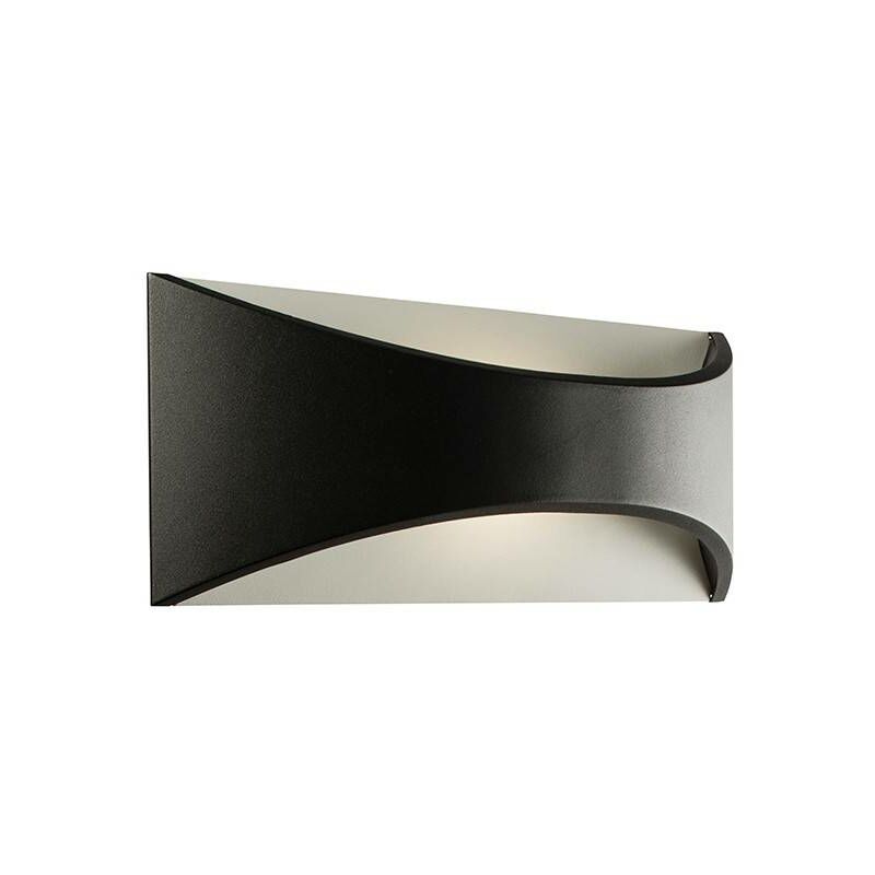 Saxby Vulcan - Integrated led 1 Light Outdoor Up Down Wall Light Textured Matt Black, Opal IP65