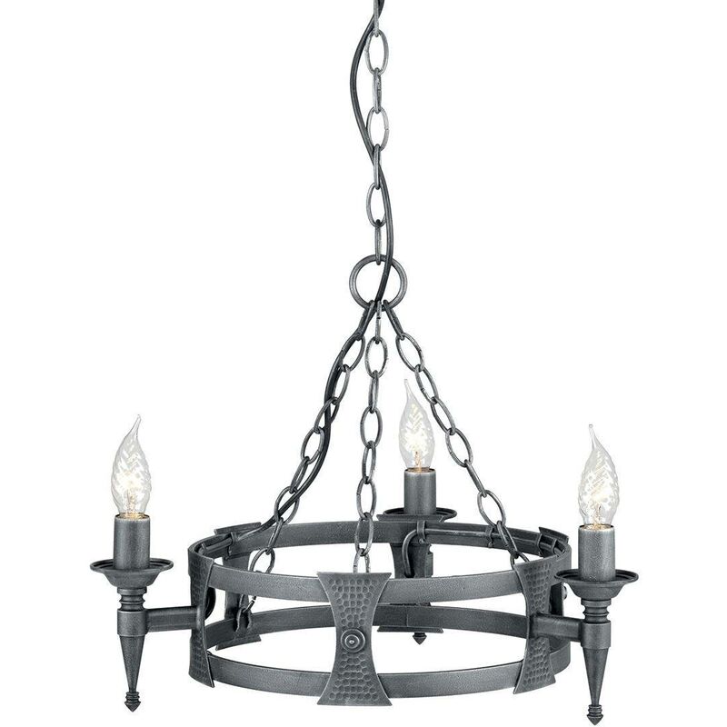 Elstead Saxon - Chandelier 3 Light Black, Silver Finish, E14