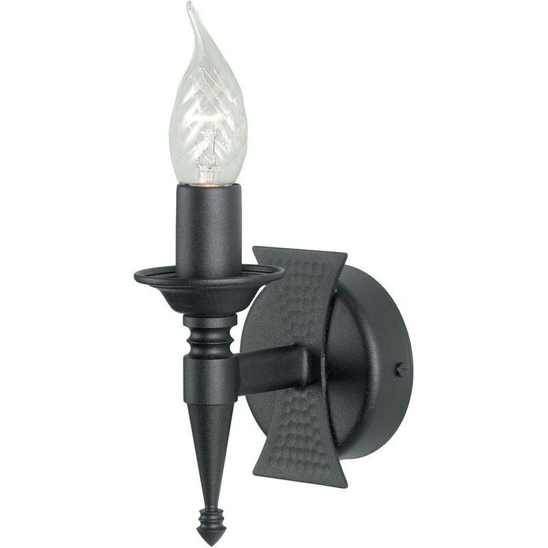 Elstead Lighting - Elstead Saxon - 1 Light Indoor Candle Wall Light Black, E14