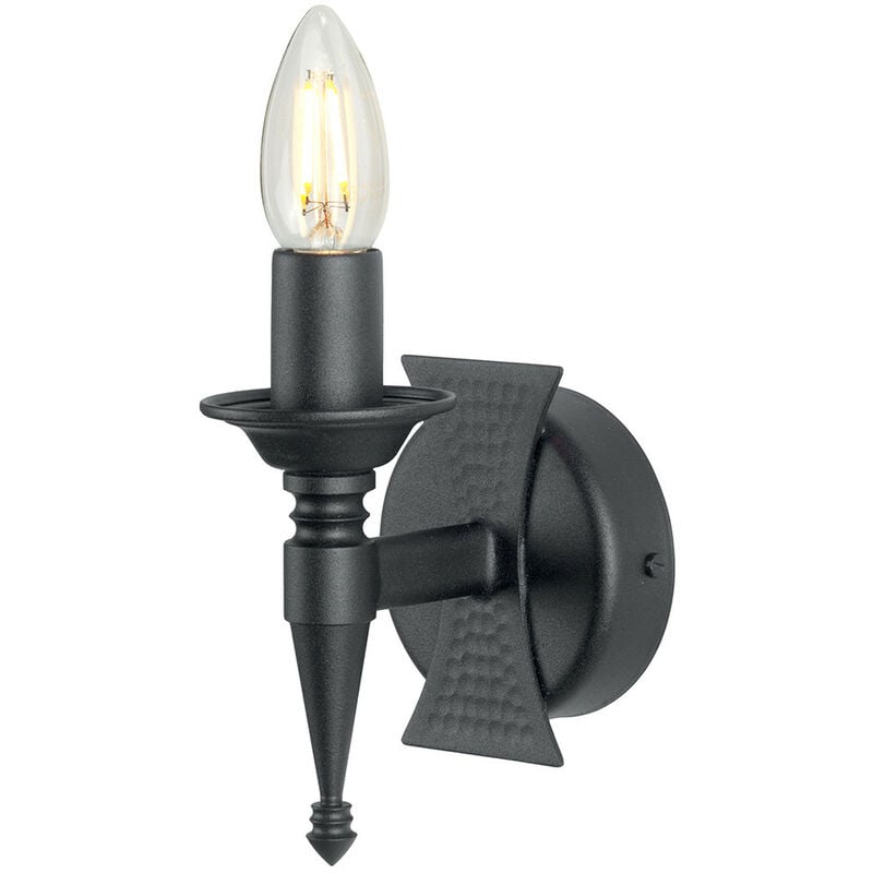 Elstead Saxon - 1 Light Indoor Candle Wall Light Black, E14