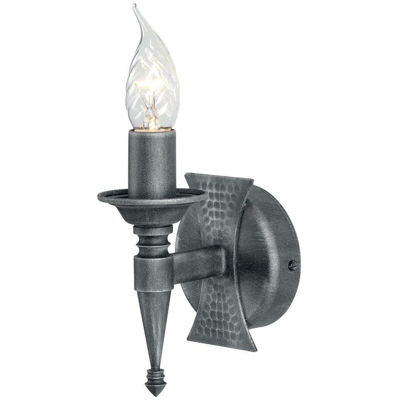 Elstead Lighting - Elstead Saxon - 1 Light Indoor Candle Wall Light Silver, Black, E14