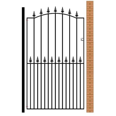 Saxon Spear Top Tall Bow Top Single Gate - Solid Steel - Fits Gap of 1220 mm x 1990 mm High - Electro Galv./Black Powder Coated