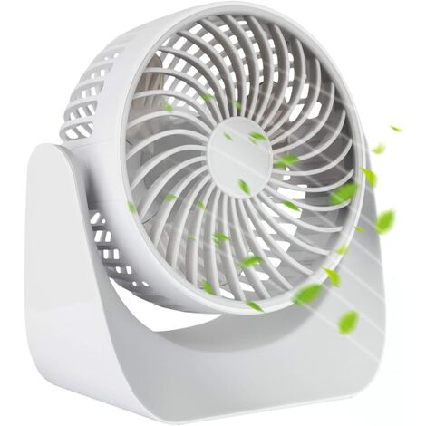 Weiß Aonerex Tragbarer Tischventilator Mini Fan Lüfter PC Ventilator 3 Einstellbare Geschwindigkeiten Leise Handventilator mit 2600 mAh Akku für Kindenwagen Büro Zuhause und Reise USB Ventilator