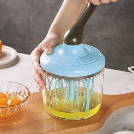 Sbattitore a manovella, sbattitore da cucina, sbattitore manuale, grande capacità 1100 ml, sbattitore manuale a manovella di grande capacità, sbattitore per torte al latte portatile