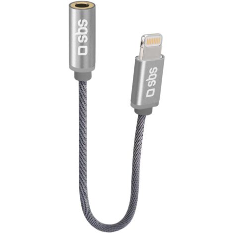 SBS Adattatore Con Connettori Jack Femmina Universale Da 3,5Mm E Lightning Maschio Cavo In Tessuto 15 Cm