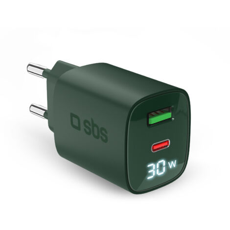 SBS Caricatore Con LCD Per iPhone - Cellulari - Tablet Green