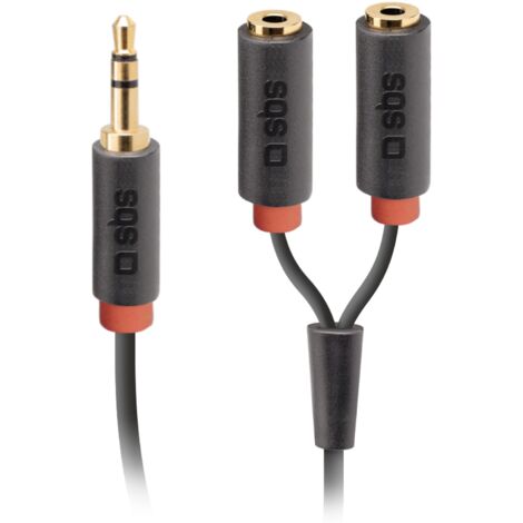 SBS Cavo Stereo Jack 3,5 Mm Maschio Con Sdoppiatore A 2 Jack 3,5 Mm Femmina Connettori Gold 20 Cm