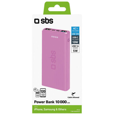 SBS Powerbank 10.000 mAh 2 USB 2.1 A Light Pink