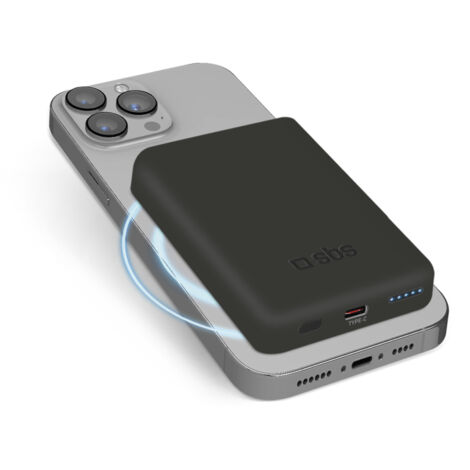 SBS TEBB5000MAG1CK batteria portatile Polimeri di litio 5000 mAh Carica wireless Nero