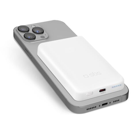 SBS TEBB5000MAG1CW batteria portatile 5000 mAh Carica wireless Bianco