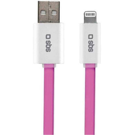 SBS TECABLELIGFLATP cable de conector Lightning 1,5 m Rosa
